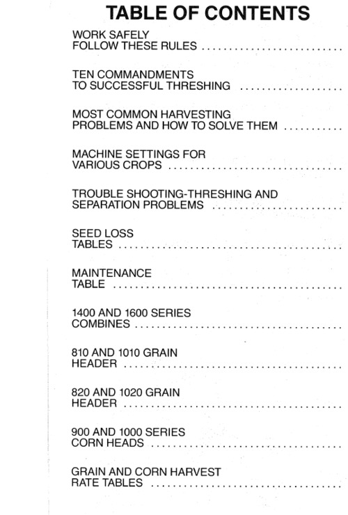 Product picture Case Ih 1440 1420 1460 1470 1480 Combine Operators Manual
