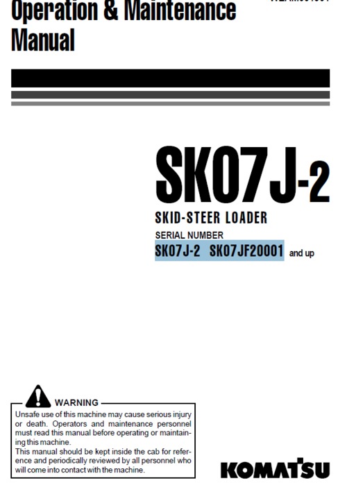Product picture Komatsu SK07J-2 Skid Steer Loader Operation and Maintenance 