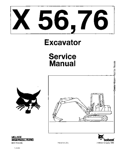Product picture Bobcat X56 76 Excavator Workshop Service Repair Manual